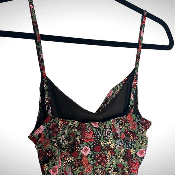 Dress Forum Size M Ruched Floral Bodycon Drop Waist Mini Dress Dark Fairy Grunge - Picture 5 of 9